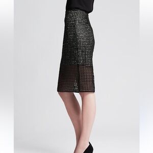 diamond crotchet mesh overlay pencil skirt